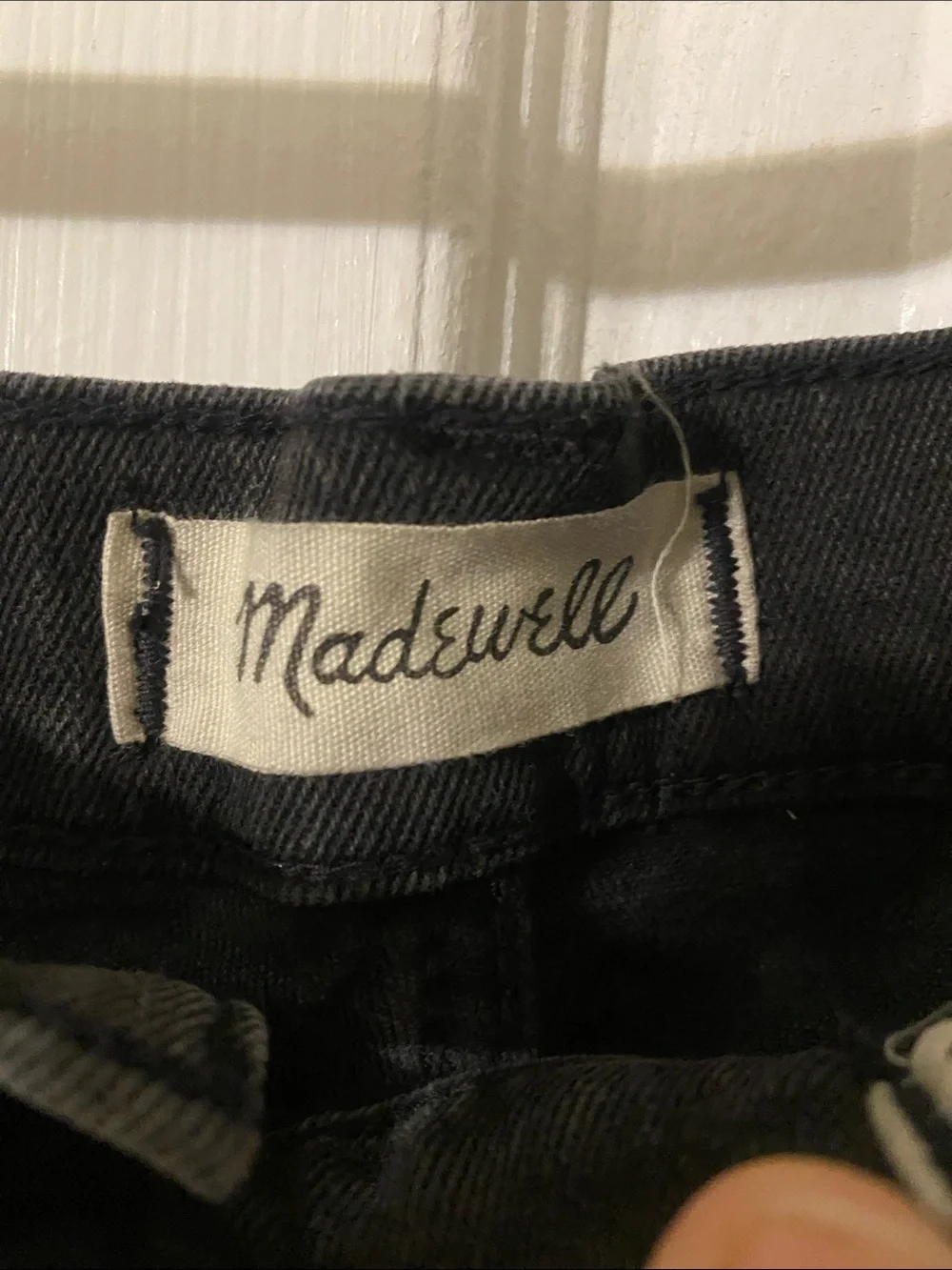 Madewell Black Distressed High-Rise Denim Shorts